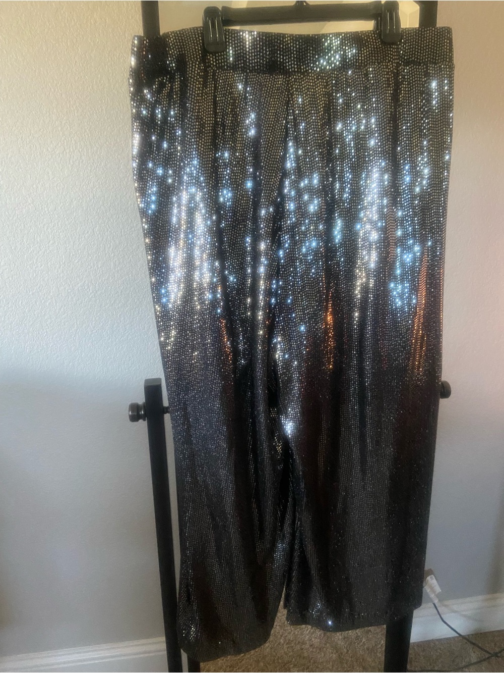 Women’s Sparkle Wide-Leg Pants - Black - Picture 6 of 7